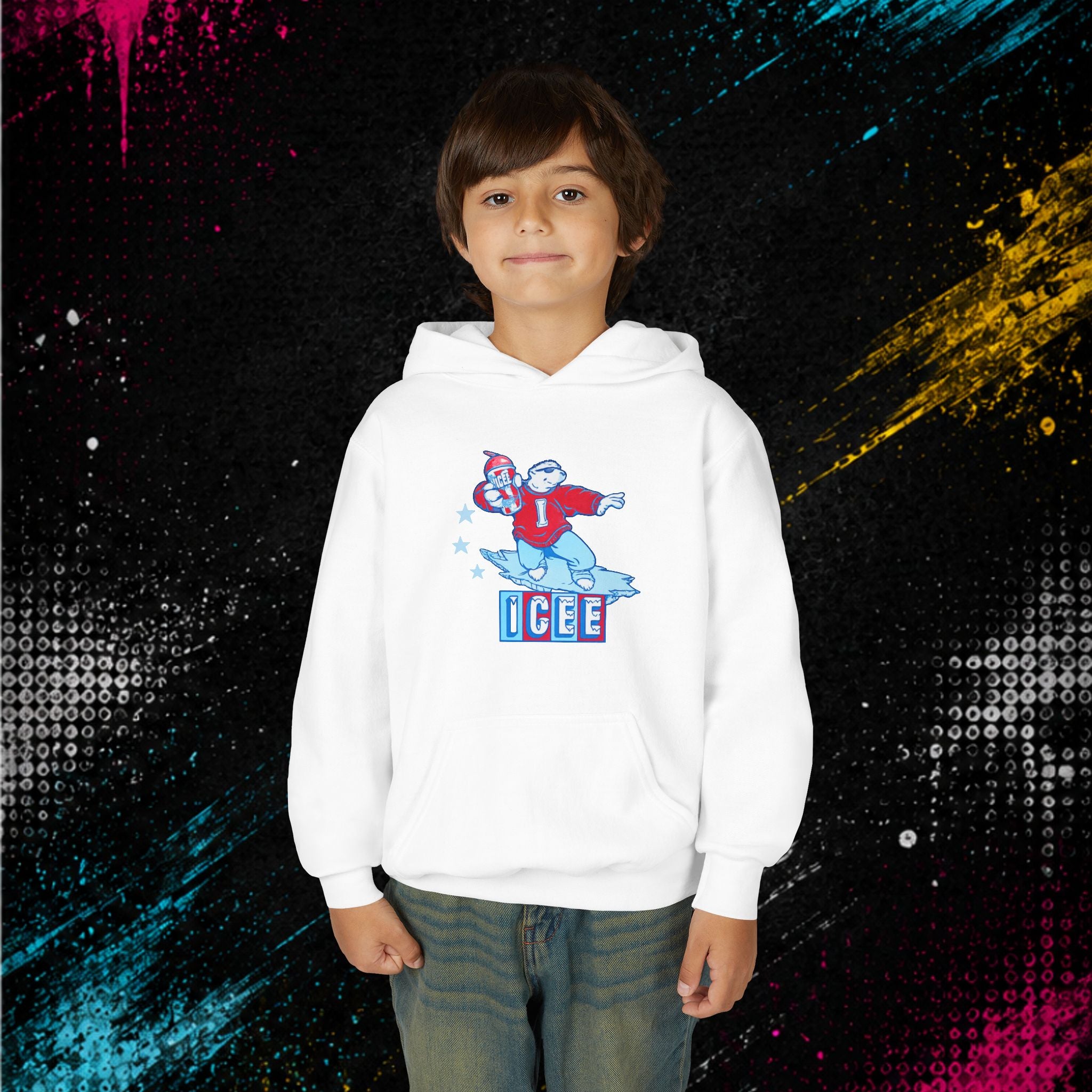 Youth Hoodie — 'ICEE' Polar Bear Graphic Pullover