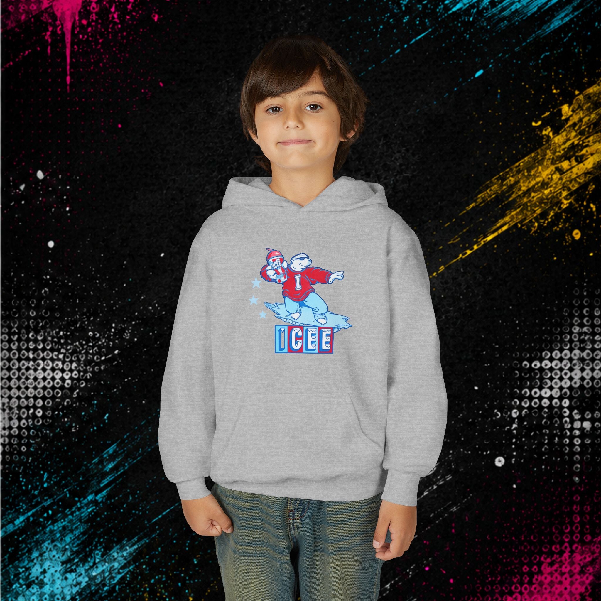 Youth Hoodie — 'ICEE' Polar Bear Graphic Pullover