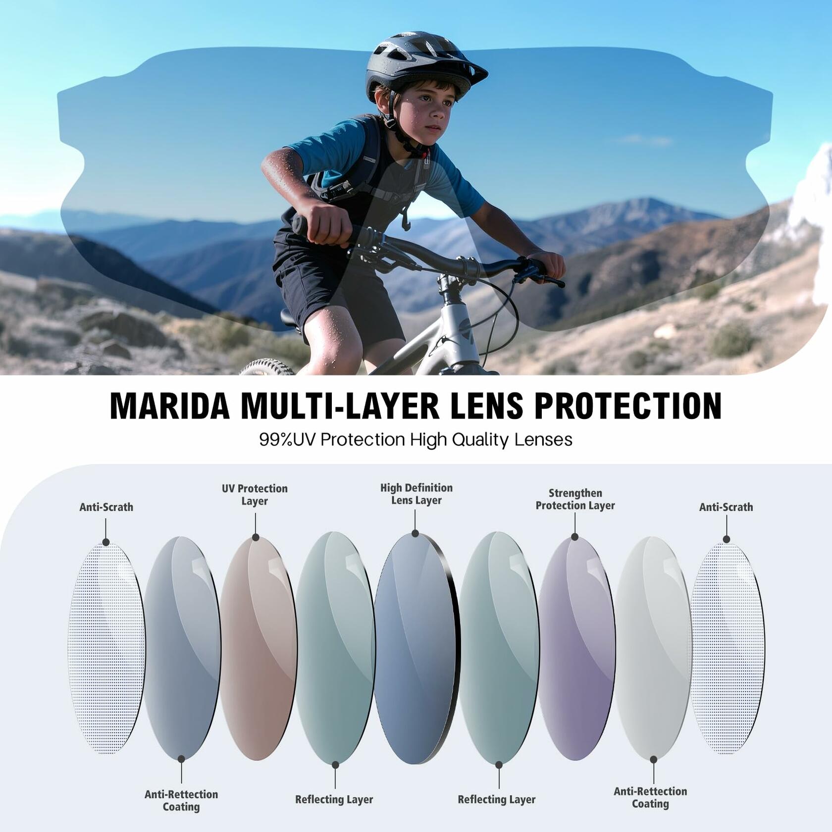 MARIDA Kids UV400 Baseball Sunglasses